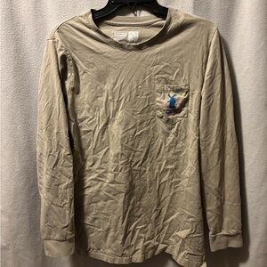 Dutch Bros Khaki Long-Sleeve Pocket Tee with Blue Logo